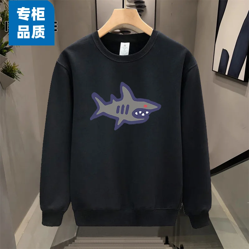 

Универсальная мужская рубашка из чистого хлопка с модным мультяшным принтом, бархатная утолщенная мужская рубашка с круглым вырезом и длинными рукавами, толстовка