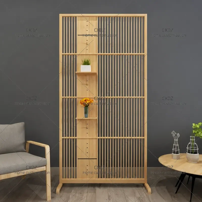 Modern Simple Movable Room Divider Screen with Storage Rack for Living Room Bedroom Entryway Porch Partition Shelf