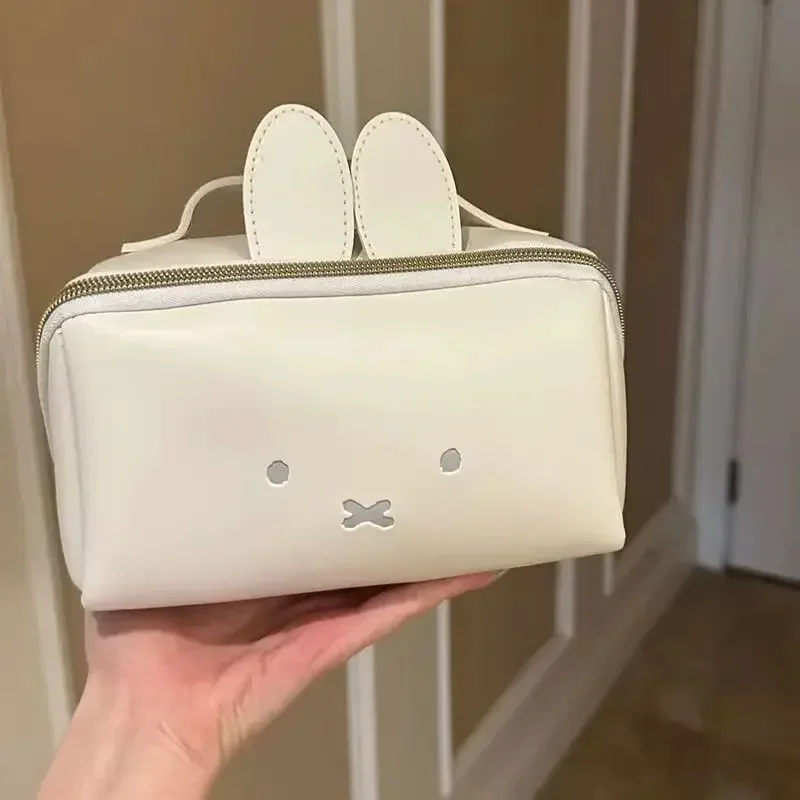 Kawaii Miffy Rabbit لطيف شكل حقيبة ماكياج اليد متعددة الوظائف المحمولة أدوات الزينة حقيبة التخزين لعبة عيد الميلاد هدية للفتيات