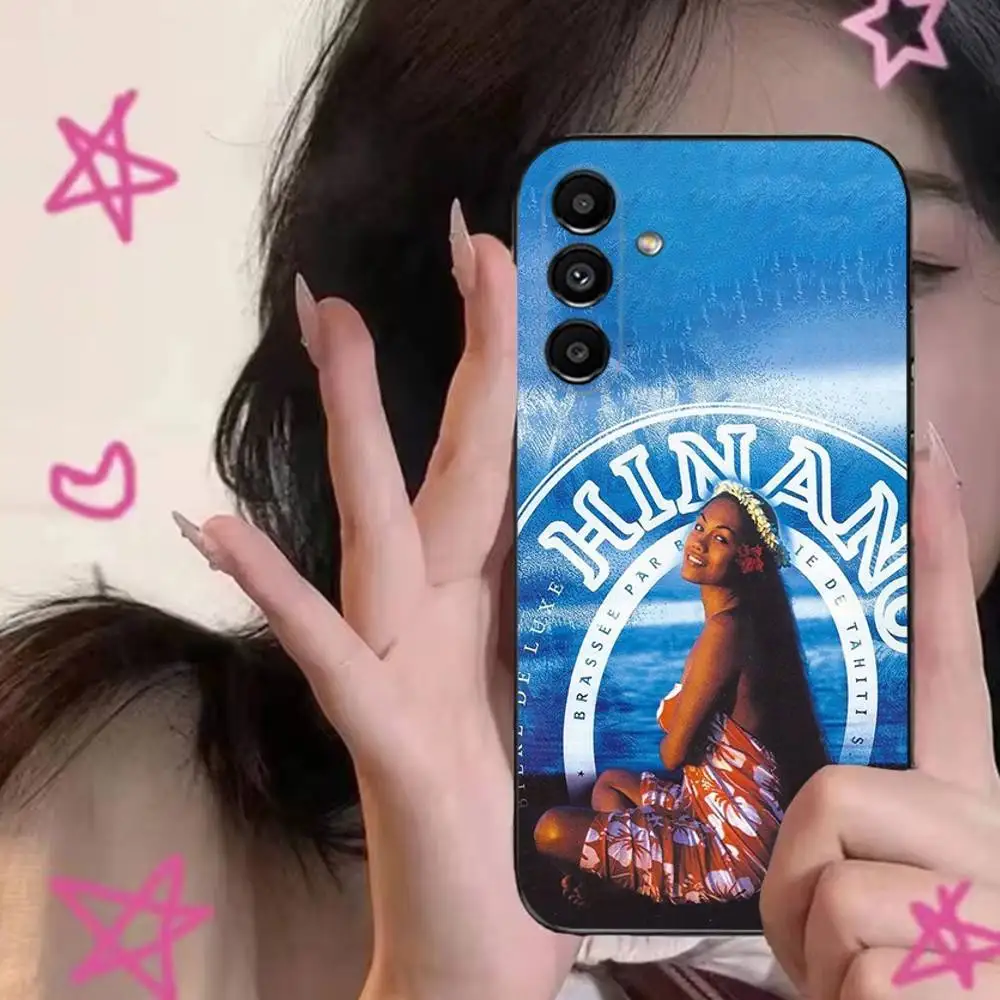 حافظة هاتف H-Hinano Tahiti Girl Beach لهاتف سامسونج S24,S21,S22,S23,S30,Ultra,S20,Plus,Fe,Lite,Note,10,9,5G غطاء ناعم أسود