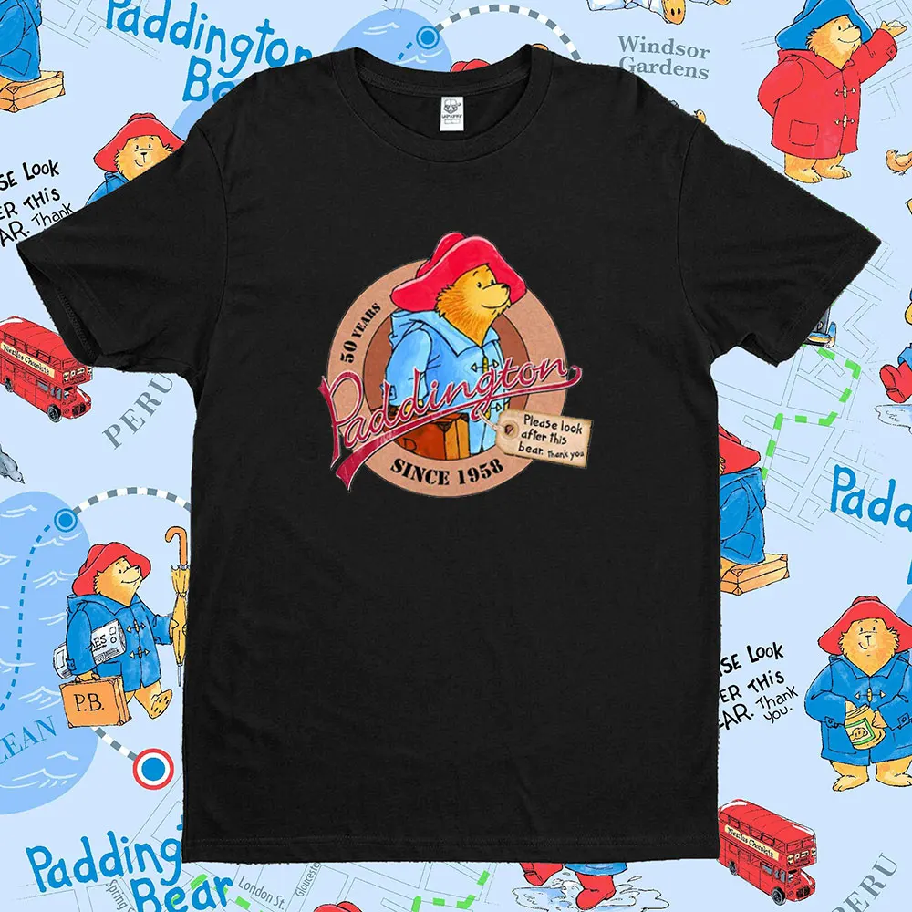 

Pleaselook Afterthisbear Thank You Vintage Paddington Bear in Londo Cartoon Graphic Men Women Cotton Tshirt Aesthetic Tee Tops