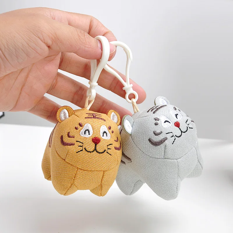 Cute Tiger Pendant Creative Cartoon Plush Animal Tiger Doll Keychain Plush Toy Chartered Car Pendant 2022 New Year