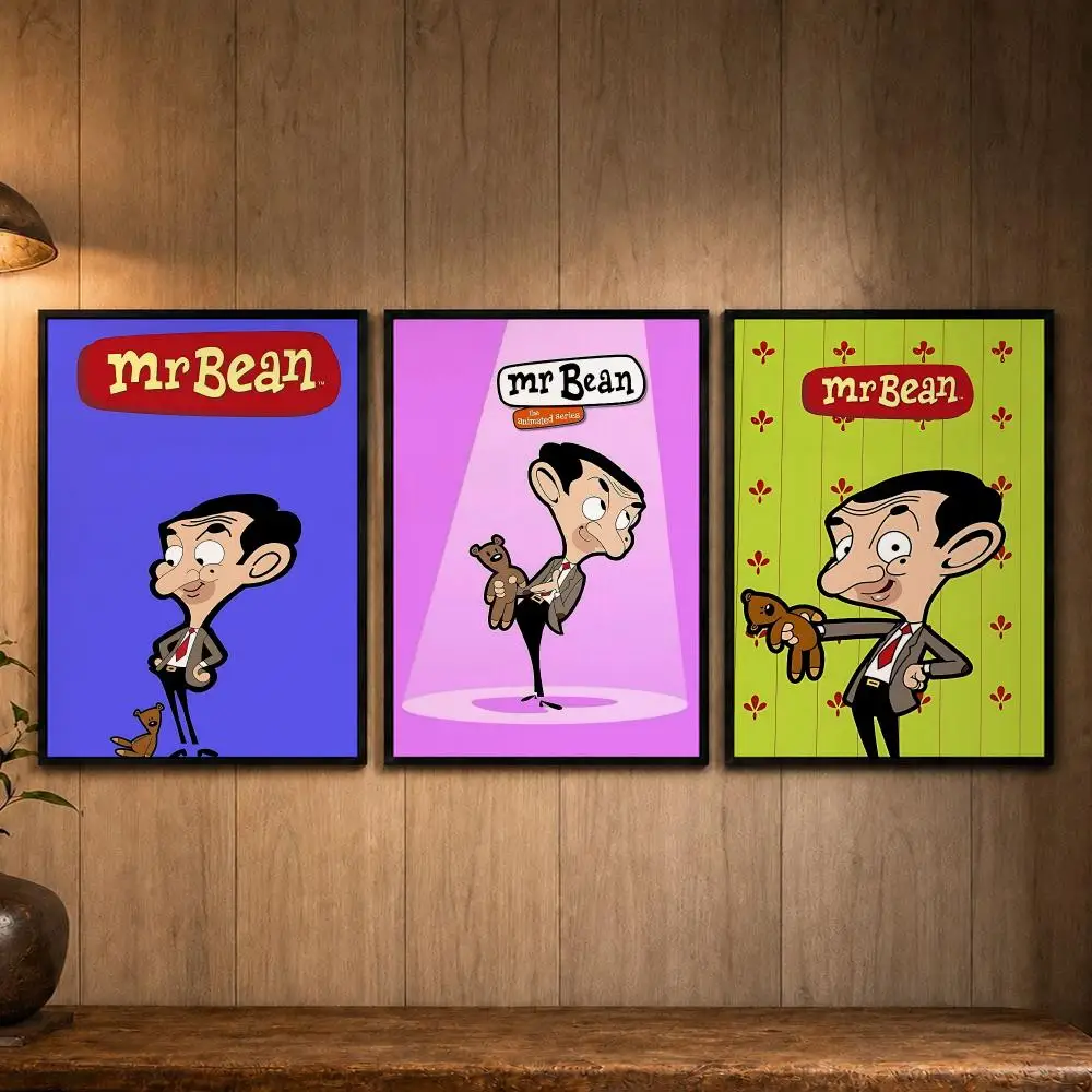 Authentic Character M-Mr. BeanS Poster Self-adhesive Art Poster Decoracion Painting Wall Art White Kraft Paper Home Decor