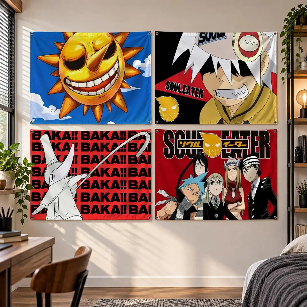 Anime S-Soul Eater Flags Banner Decor for Bedroom,Garden,Party,Club,Gaming Room,Indoor Outdoor