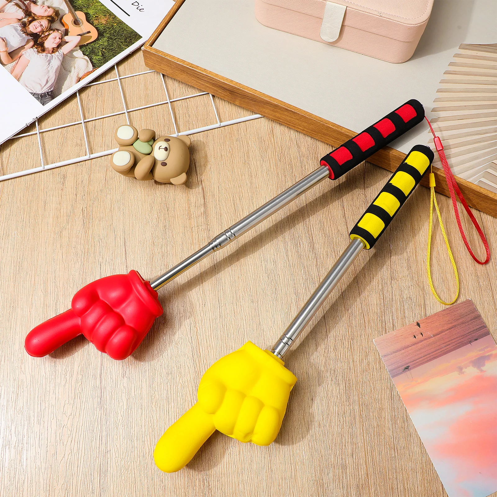 2pcs Extendable Teaching Pointer Stick Sturdy Classroom Presentation Hand Finger Pointer Soft Handle For Teachers Must Haves