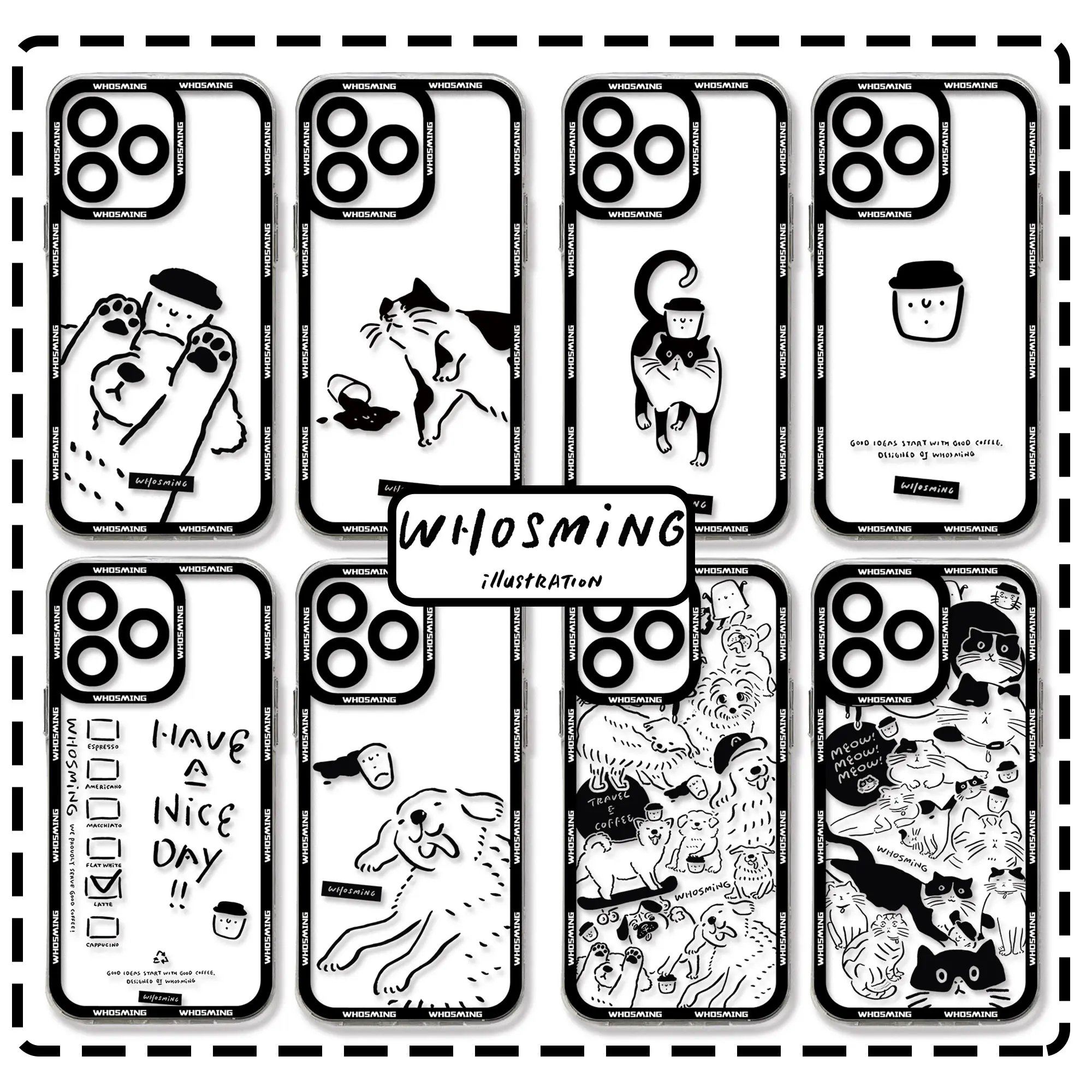 

Illustrator Whosming Coffee Hot Art Phone Case For Samsung S24 S23 S22 S21 S20 S10 FE Note20 Note10 Plus Ultra Lite 5G Clear TPU