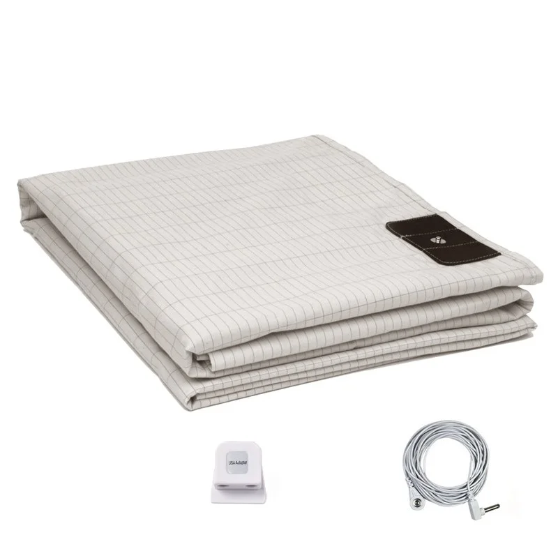 MAXSHARER Conductive Half Grounding Bed Sheet Organic Cotton Silver Fiber Earthing Grounding Half Flat Sheet for Natural Health