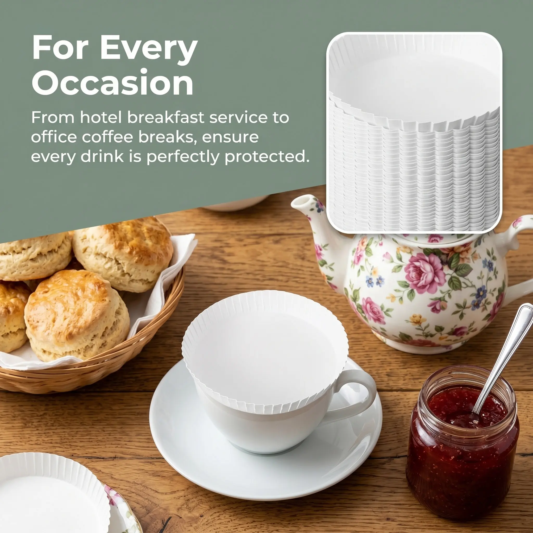 50Pcs Disposable Paper Cup Lids Cup Covers for Hot Cold Drinks Stackable Portable No Clean Required for Home Office Cafe Bar