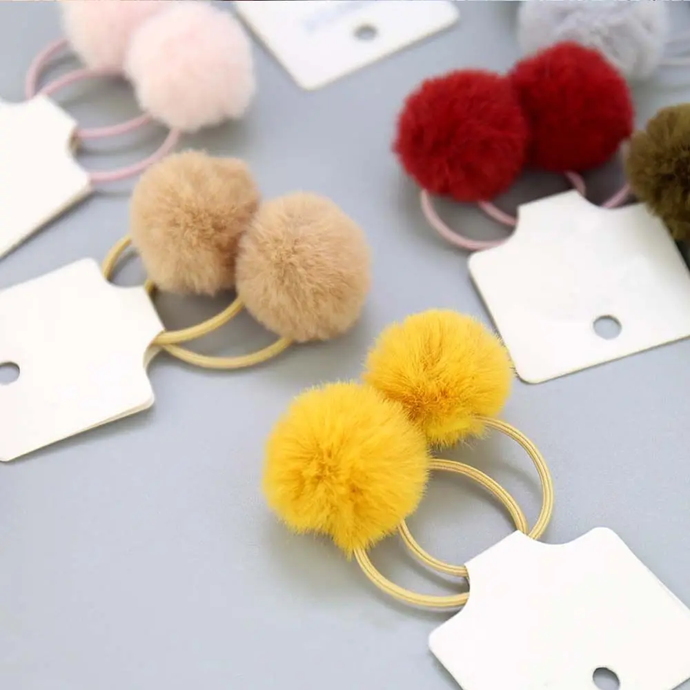 Elastic Furry Girl Rubber Children Pompom Hair Accessories Girl Hair Ring Hair Rope Rubber Band