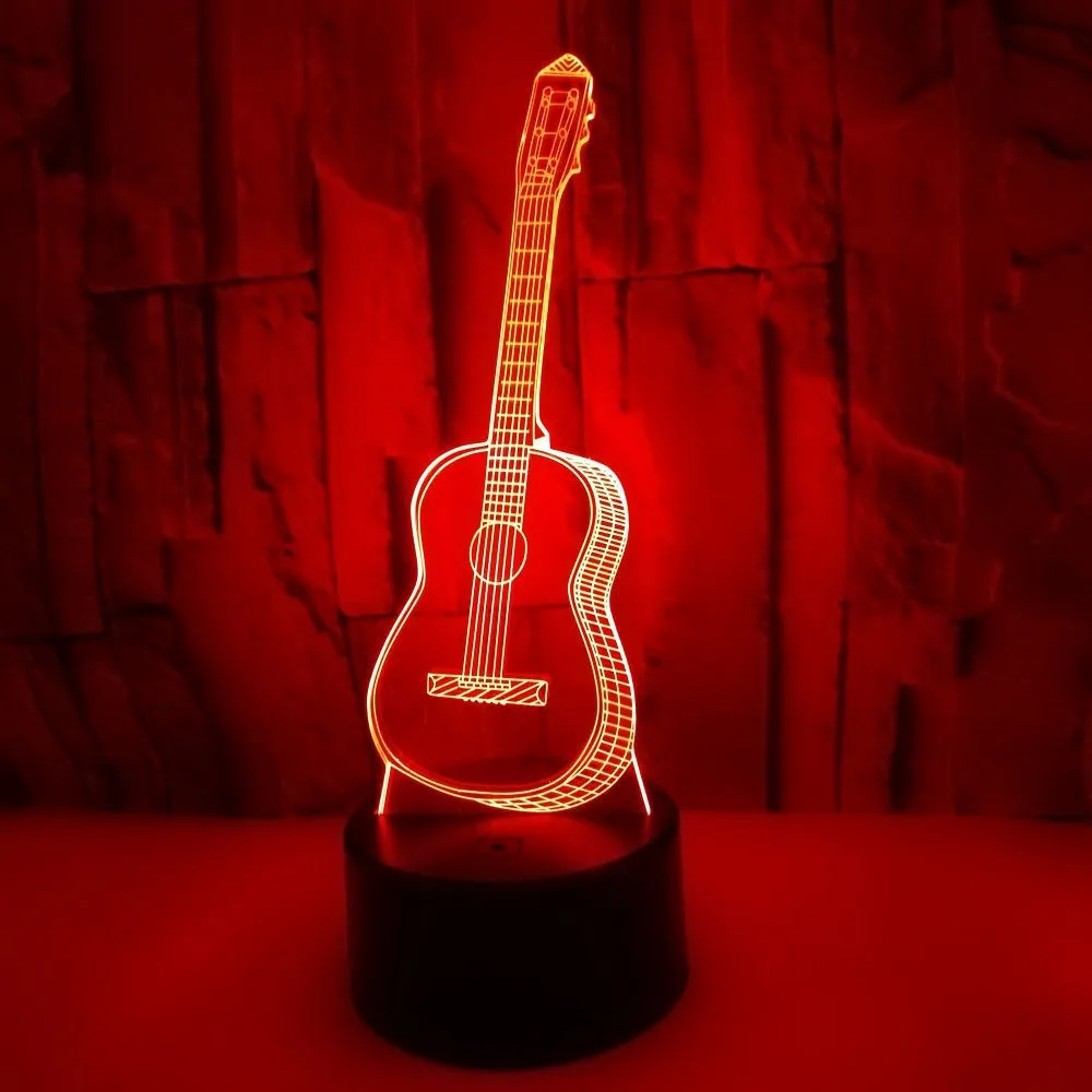 Guitar 3D Led Lamp 7 Color Change USB 3d led Light for baby sleeping Nightlight Kids holiday gift