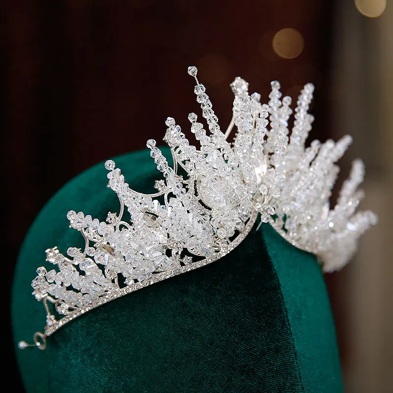 KMVEXO-Tiara de corona barroca para mujer, corona con cuentas de cristal de circonia cúbica, Tiara para novia, desfile, graduación, diadema, joyería para el cabello de boda