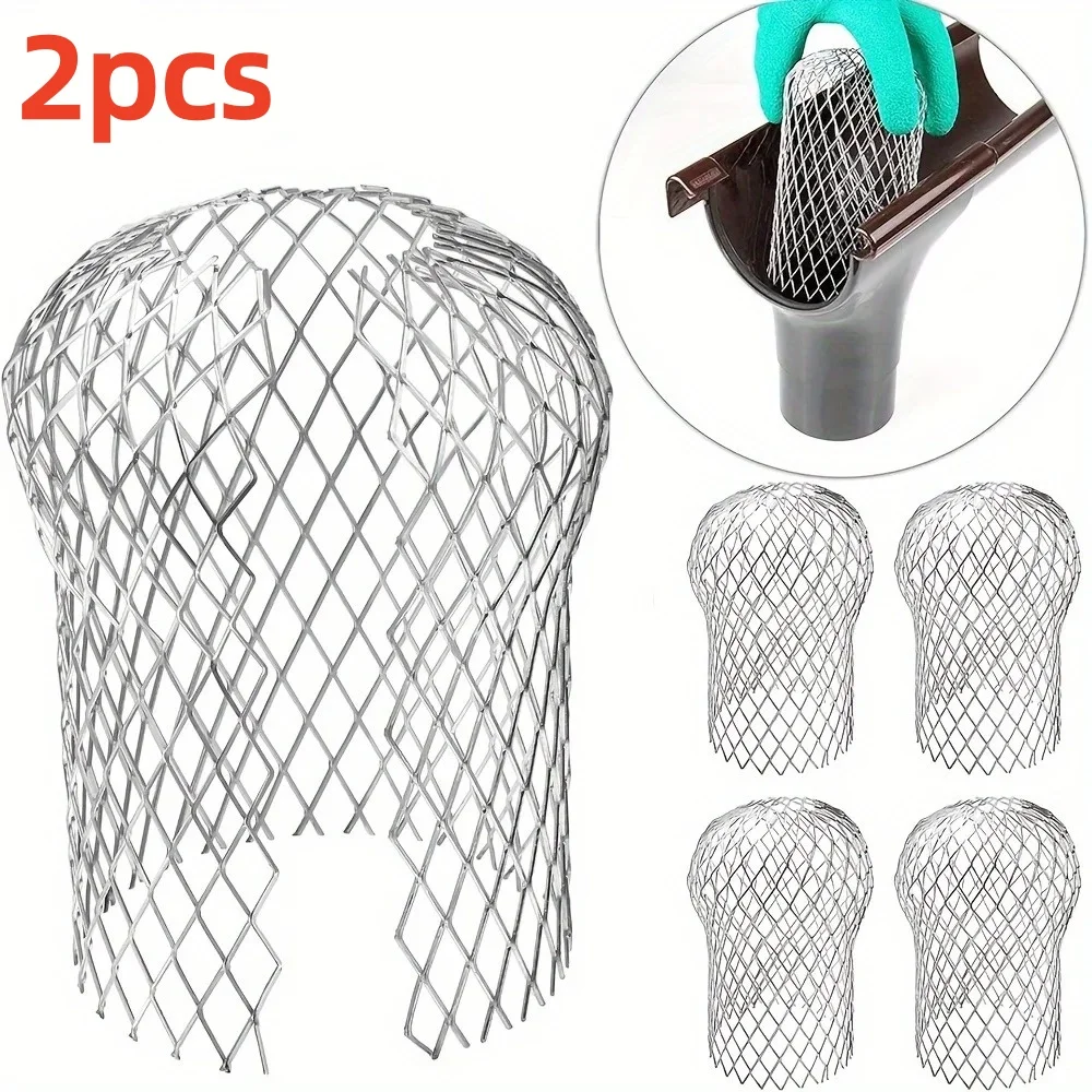 2 unidades de malla filtrante de aluminio metálico para canalones, atrapahojas, trampas de lodo y residuos, cubiertas para tuberías de drenaje y sistemas de canalización, impermeables