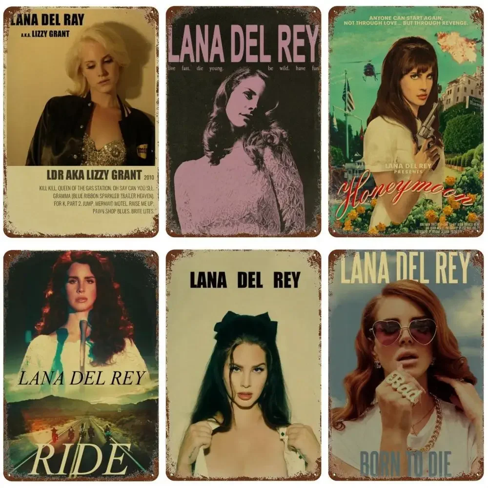 Lana Del Rey علامة معدنية موسيقية عتيقة لوحة قصدير ، مغنية ، ويعرف أيضا باسم ، ليزي ، لويز ، المنزل ، الغرفة ، البار ، النادي ، المقهى ، لوحات ديكور حائط فنية #3