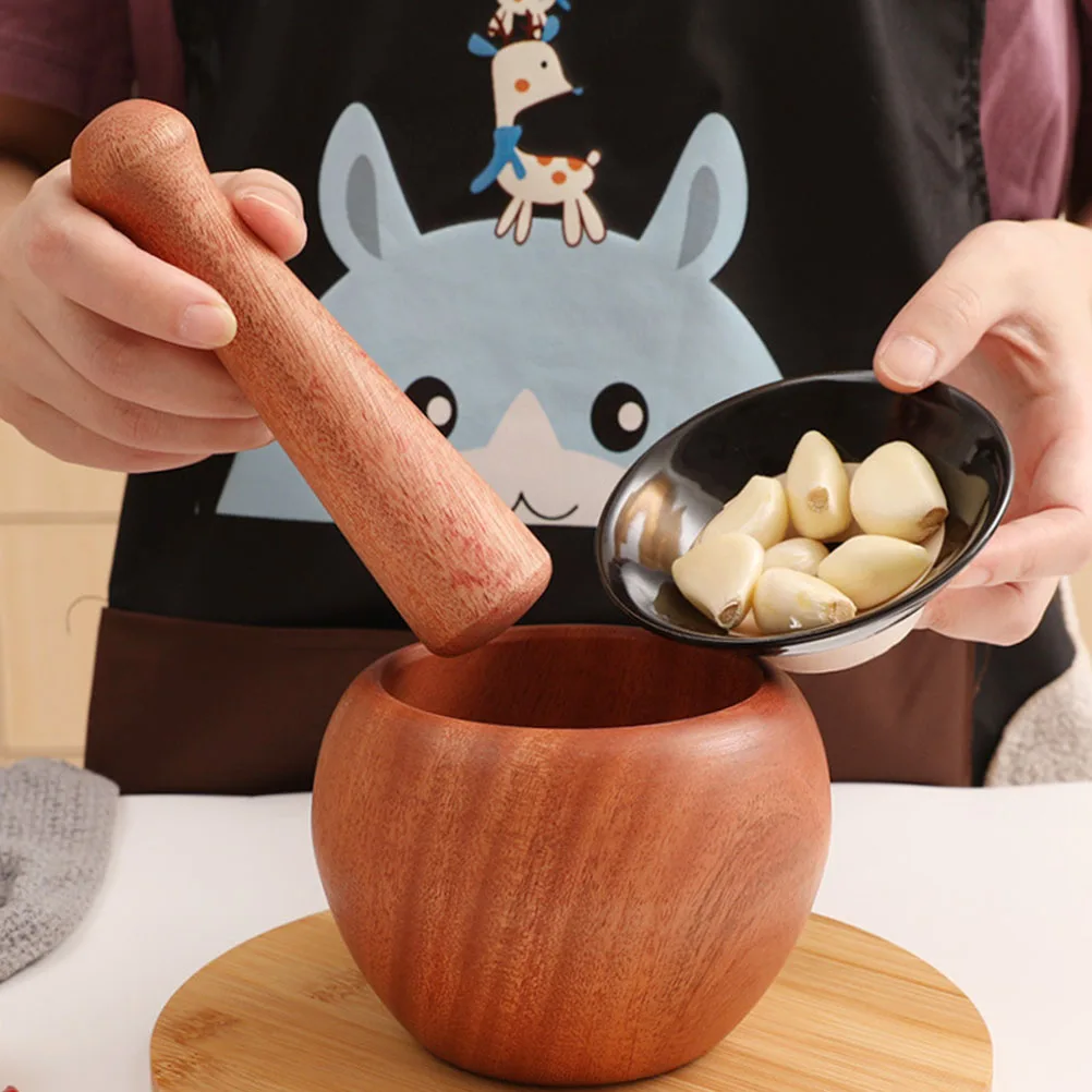 

1 set Wooden Garlic Masher Set Ergonomic Handle Smooth Surface Kitchen Gadget For Garlic Pestle Muddler