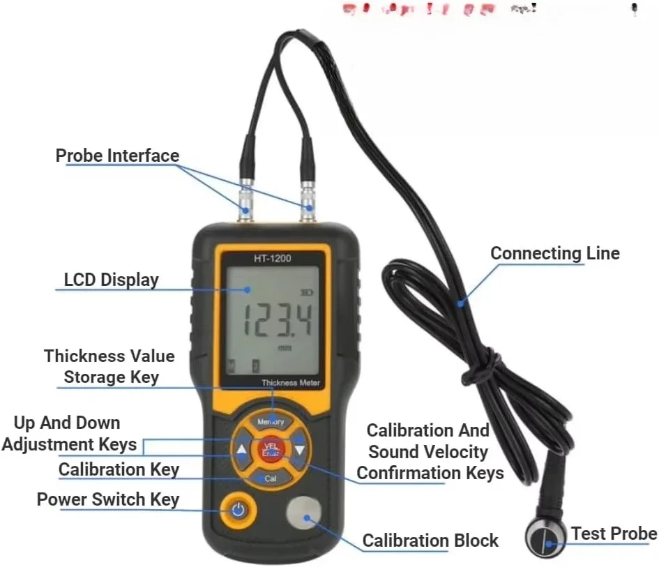 HT-1200 Ultrasonic Thickness LCD Digital Meter Tester Measuring Tool 2-300mm Range