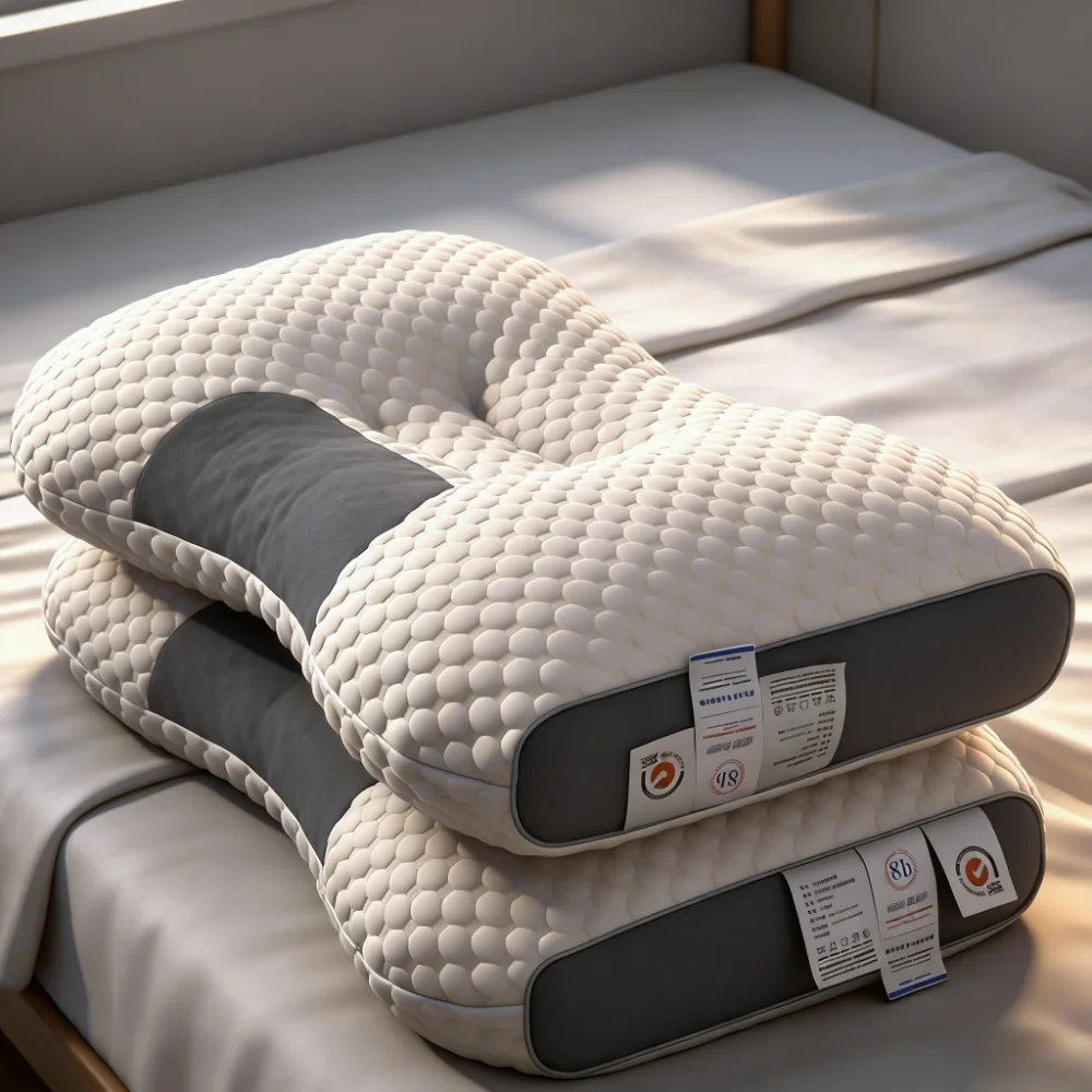 3D Knitted SPA Massage Bean Pillow Cervical Support Hotel Quality Pillow Core Non-collapsible for Neck Pain Relief