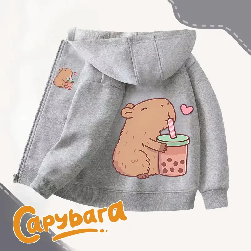 Capybara Zipper Hoodies Mäntel Mädchen junge Sweatshirt Kleidung Herbst Winter Langarm Harajuku Pullover Casual Mit Kapuze Tops Geschenk