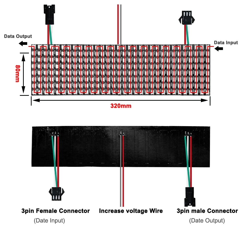Flexible Screen 5050 RGB WS2812B Led Panel Matrix - 8x8 16x16 8x32 - Individually Addressable Pixels