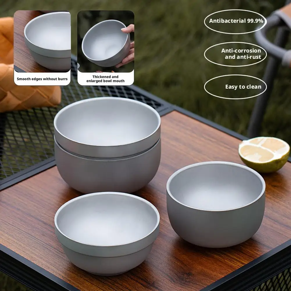 Titanium Purification Portable Bowl Multi Functional Soup Bowl Outdoor Camping Mug Outdoor Camping Double Layer Anti Scald Bowl gallery 2