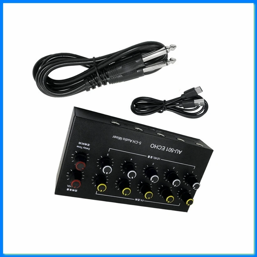 AU-501 Condenser Microphone Expander 5 Channel 6.5mm Microphone Mixer Multi-Channel Input Expander Hub-A32R
