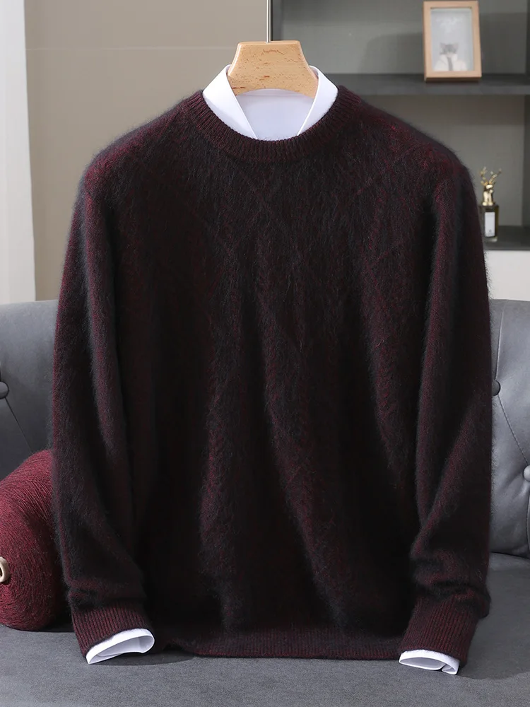

Мужской толстый пуловер с круглым вырезом и длинными рукавами, свитер из 100% норкового кашемира, деловая мягкая теплая осенне-зимняя однотонная одежда для отдыха, топы