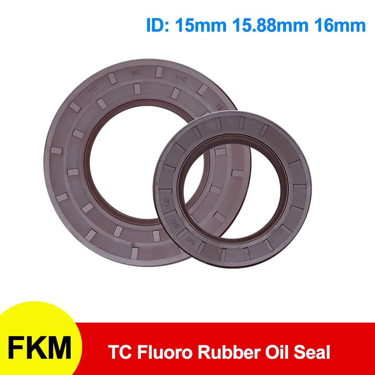 FKM Framework Oil Seal TC Fluoro Rubber Gasket Rings Cover Double Lip with Spring for Bearing Shaft ID 15mm 15.88mm 16mm