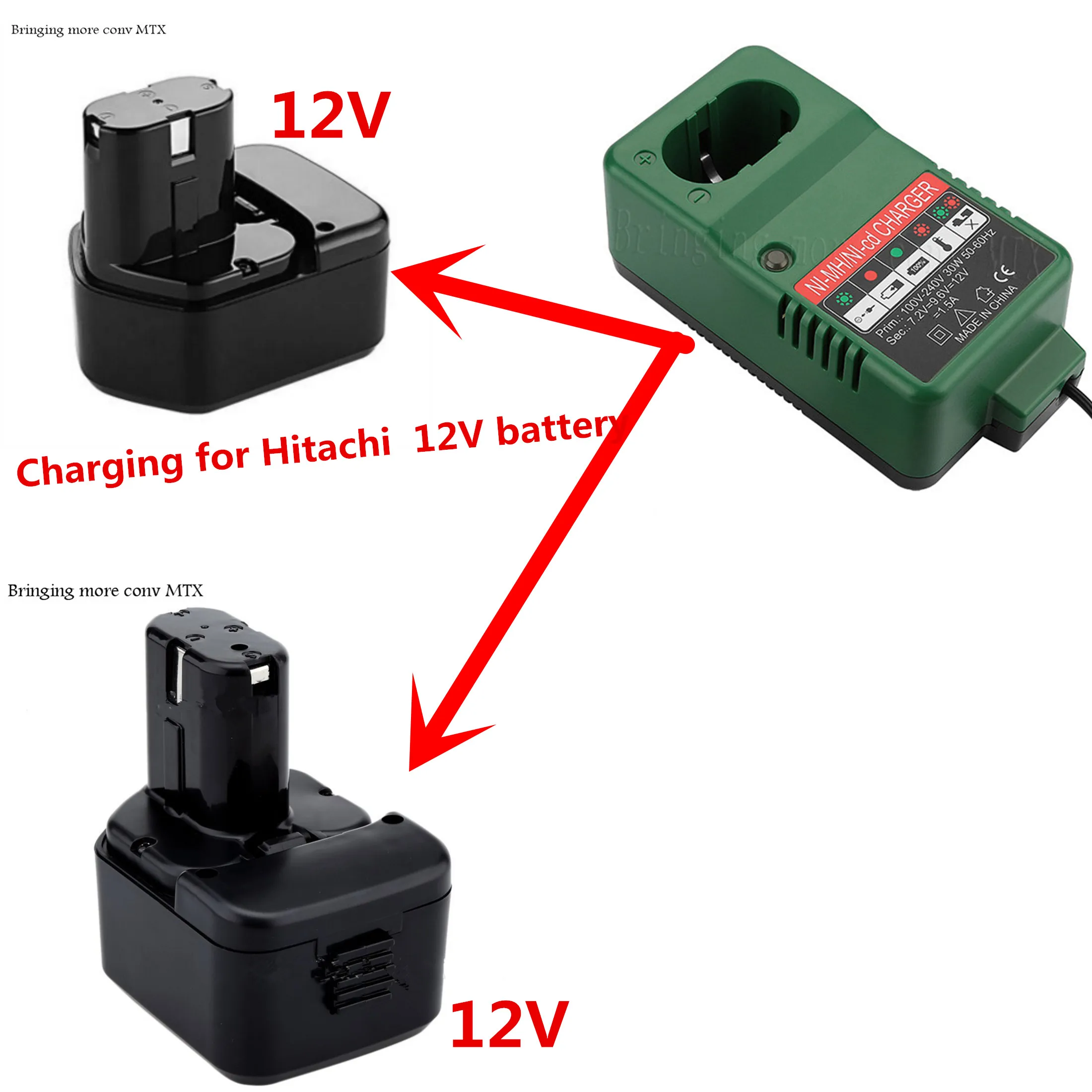 Replacement Battery Charger for Hitachi EB1214S 12V EB1220BL EB1212S EB1222HL Ni-Cd/Ni-Mh Cordless Drill Rechargeable Batteries