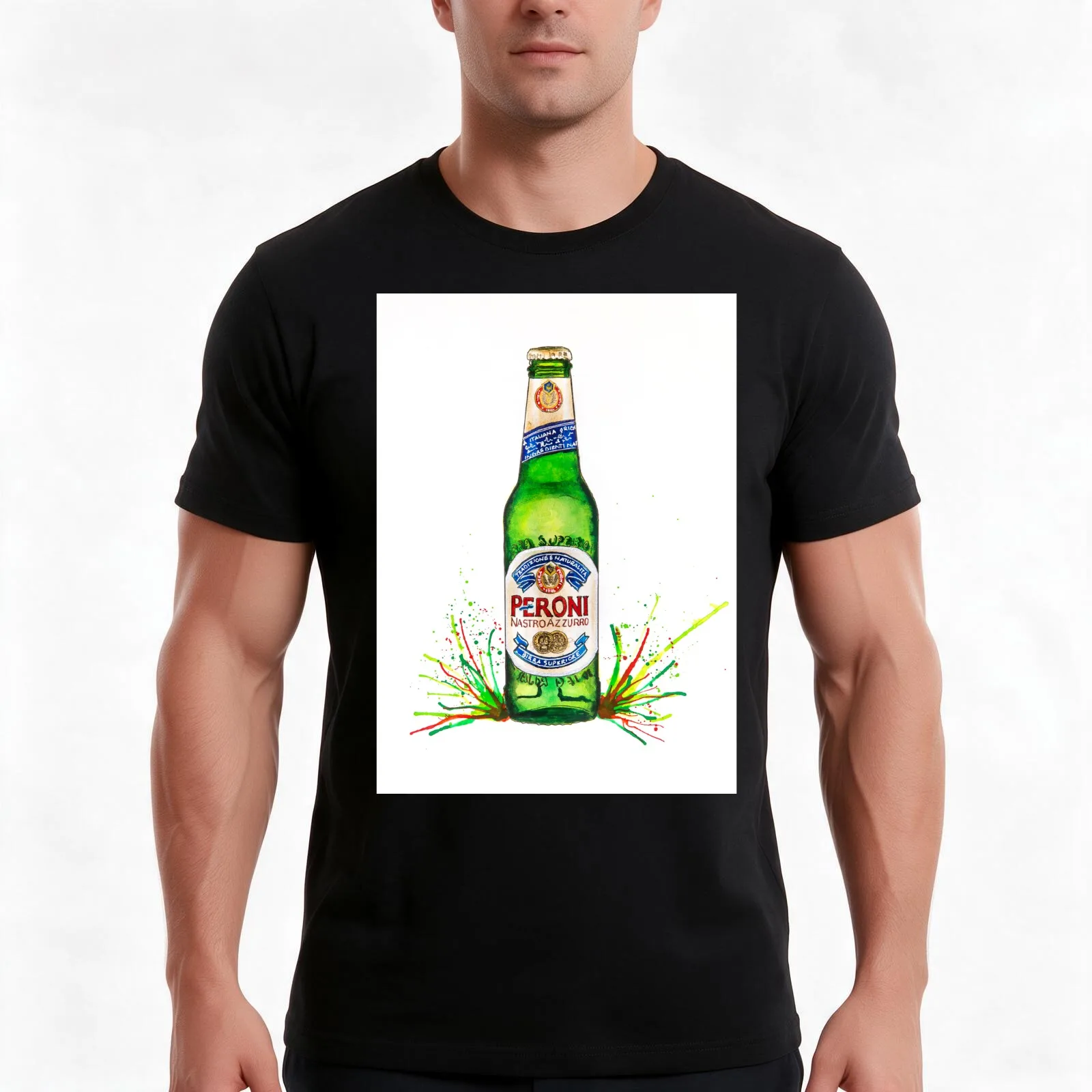 Peroni to go T-Shirt, Summer Casual Cotton Tee, Oversized Streetwear Tops, Vintage Graphic Print, Loose Fit Short Sleeve