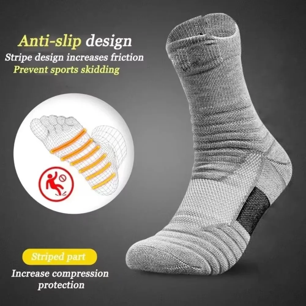 3 pairs Men's Socks Compression Stockings Breathable Basketball Sports Cycling Socks Moisture Wicking High Elastic Tube Socks