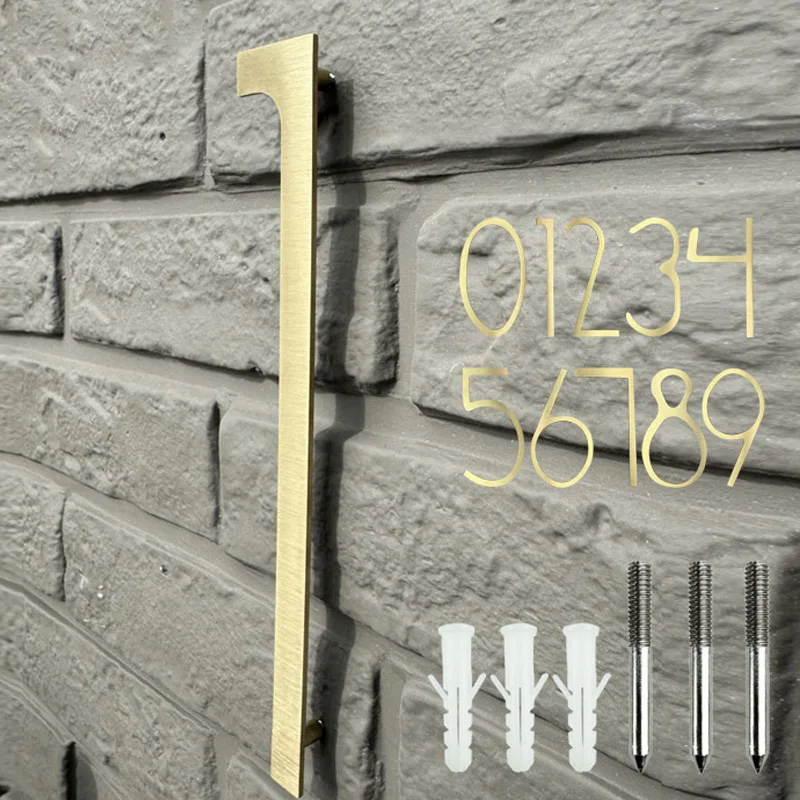 

Stainless Steel House Numbers Outdoor Address Signs 8inch/20cm Big Floating Brushed Doorplates Garden Yard Street Door Plates