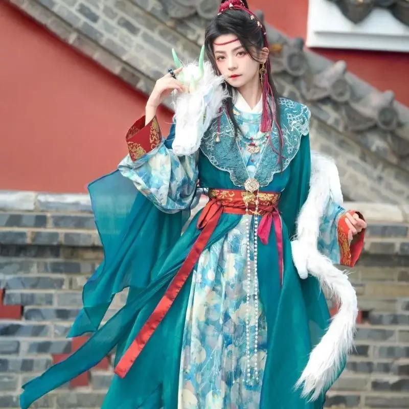 

Tang Round Neck 2025 New Hanfu Han Chinese Style Embroidery luxury New Year's hanfu dress full set