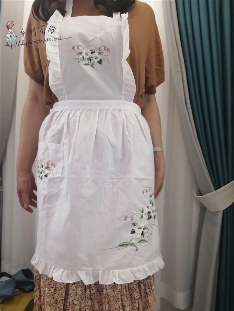 Retro Pastoral Polyester Cotton Cooking Kitchen Aprons For Woman Dress Flower Shop Smock Hairdresser Bib Garden Overall