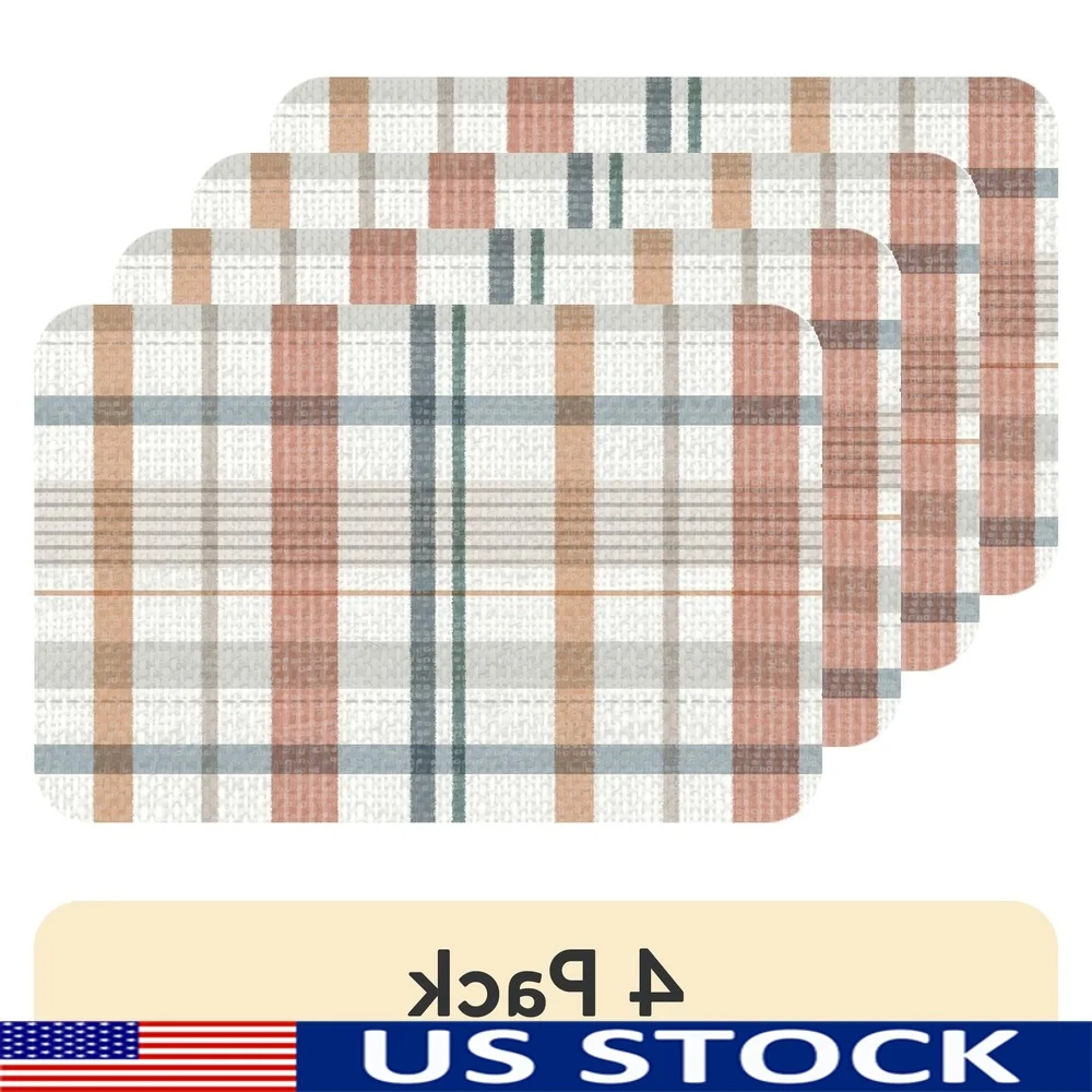 4 عبوات من مفارش الطاولة المنسوجة القابلة للعكس من البلاستيك المرن سهلة التنظيف وخالية من مادة BPA ومقاومة للماء مقاس 17.13 × 11.25 بوصة #1