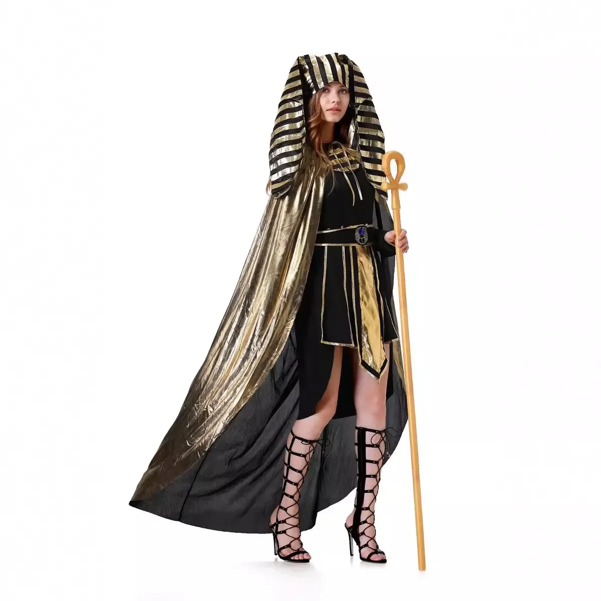 Adult Men King Pharaoh Costume Egyptian King Set For Halloween Women Men Pharaoh Couple Pharaoh