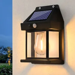 Lâmpada de parede, Luz noturna, Iluminação exterior, Pátio, Jardim, Villa, Novo, Impermeável, Indução Inteligente, Lâmpada de Tungstênio Solar