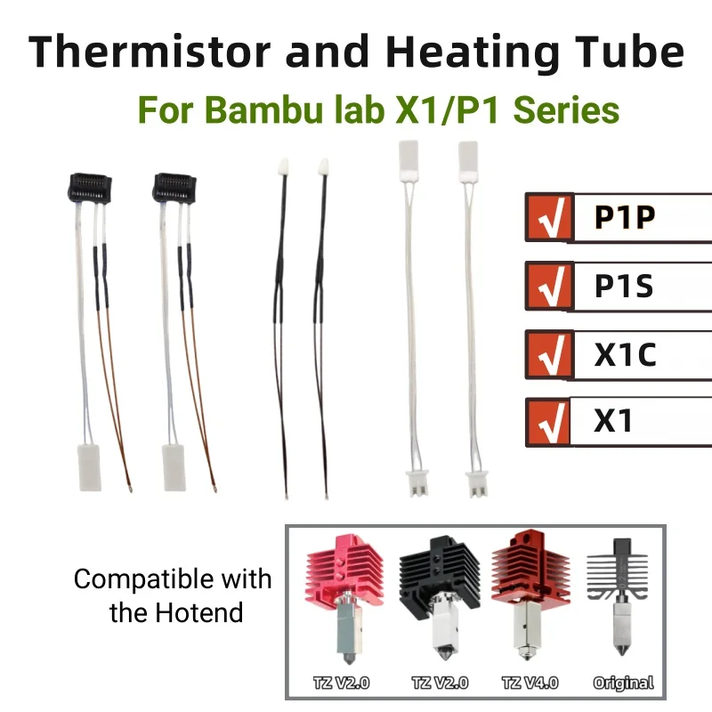 

Thermistor For Bambu Lab P1P P1S X1C Heating Tube Ceramic Cartridge 24V For Bambu lab Hotend Heater Thermistor 3D Printer