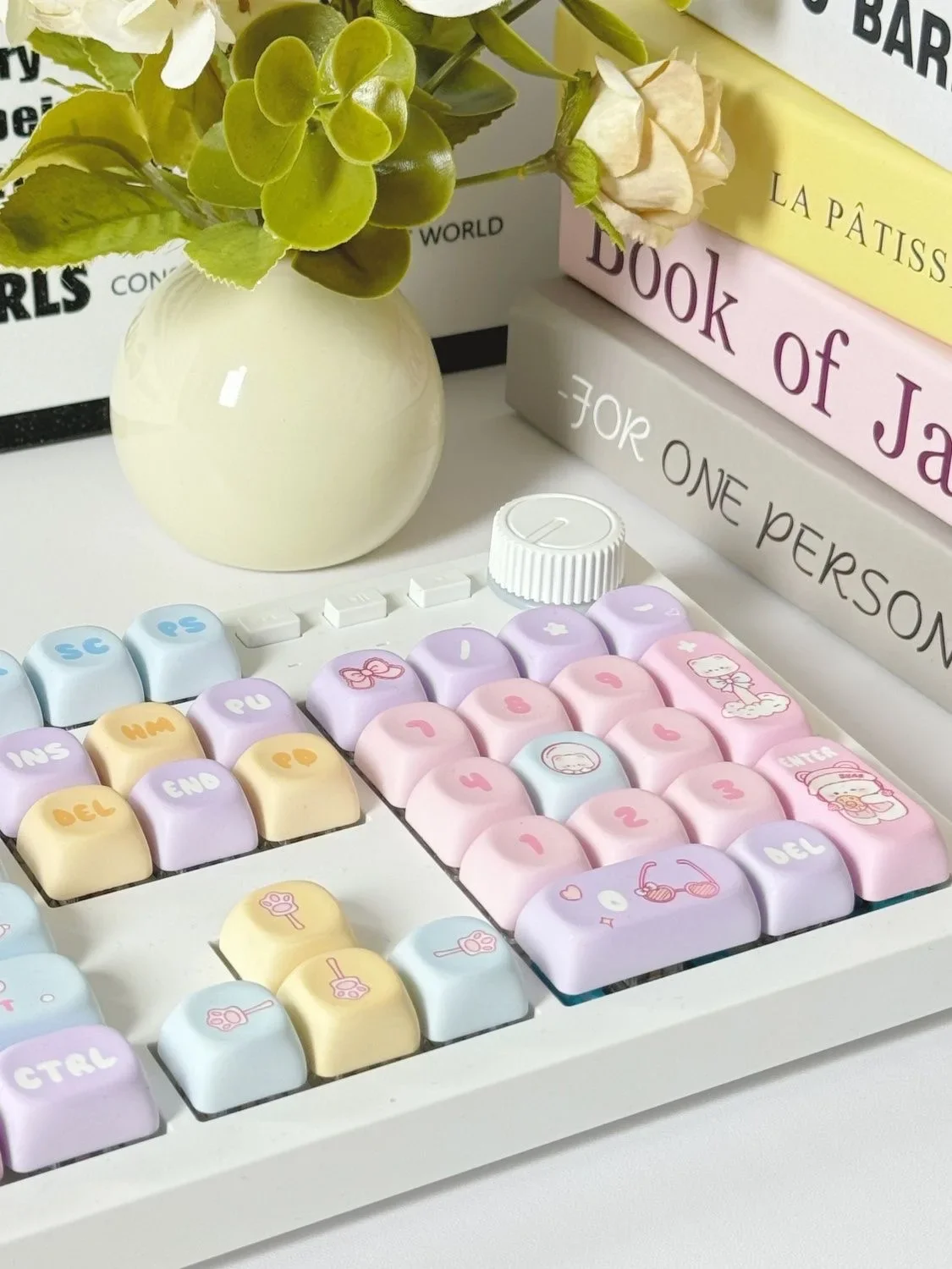 Imagem -05 - Keycap Cute Candy Bear Theme Cap Teclado Mecânico Layout Ansi Nice Pbt Keycap mx Switch 131 Chaves