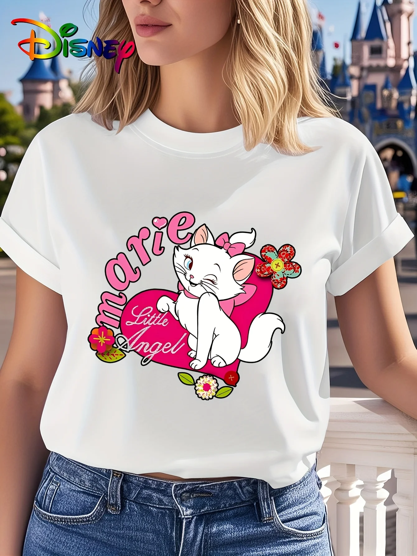 

Official Disney Women'S Summer Trendy Adorable Cartoon T-Shirt Featuring Winnie The Pooh with A Casual Round Neck Design