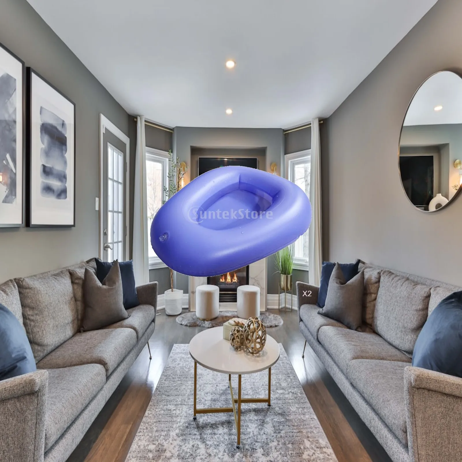 PVC Inflatable Potty Bed Bedpan Smooth Durable Air Pan with Pump for Immobile Patient Assistance