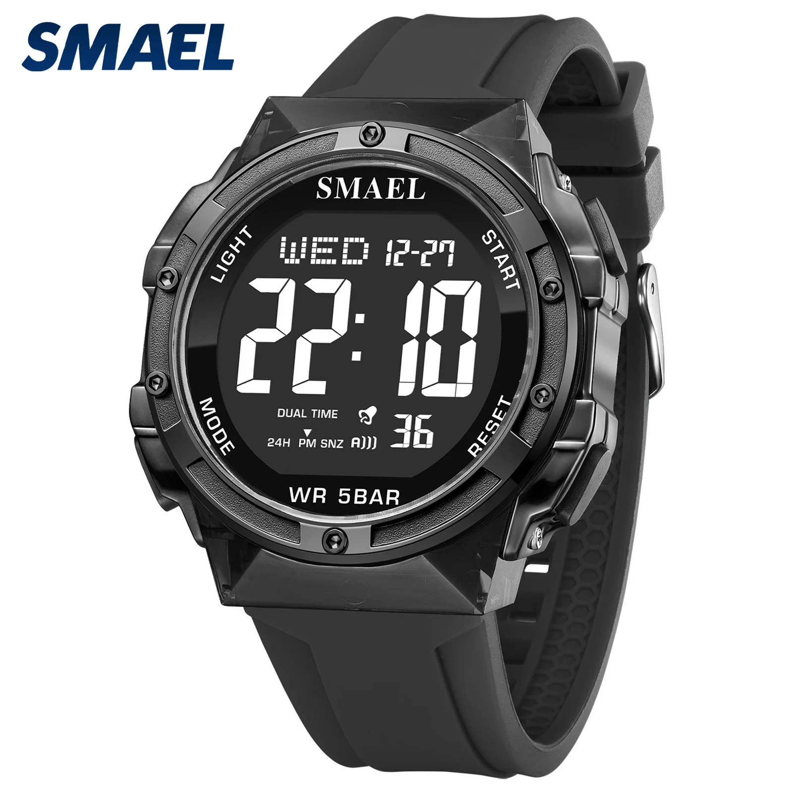 

SMAEL 8112 Цифровые часы со светодиодной подсветкой 50 м Водонепроницаемые спортивные часы Будильник Цифровые часы Военный армейский секундомер Мужские наручные часы