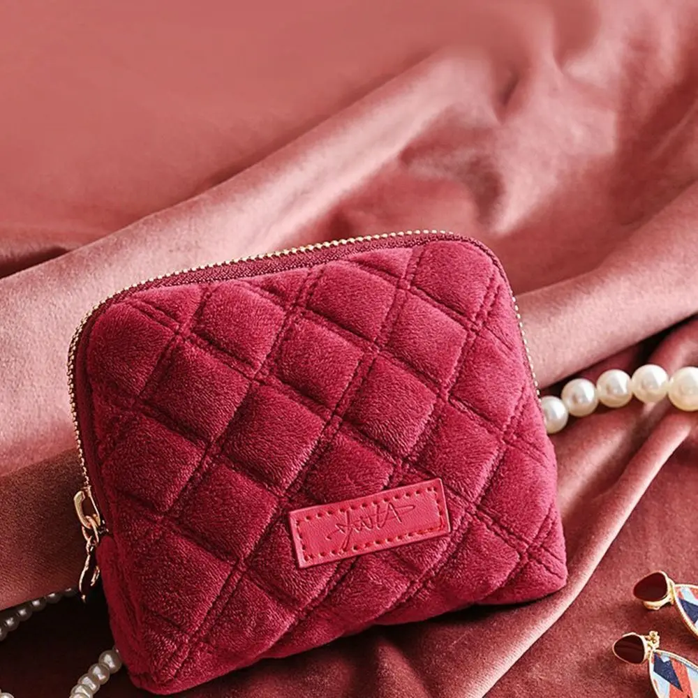 Velvet Jewelry Storage Bag Diamond Pattern Large Capacity Storage Pouch Little Fragrance Wind Tassel Zipper