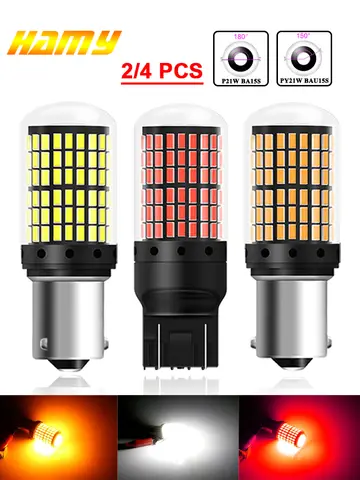 2/4 PCS 2000LM 1156 BA15S BAU15D 7443 W21W LED Bulb 12V 144SMD 6500K White Car Tail Reverse Parking Brake Turn Signal Lights