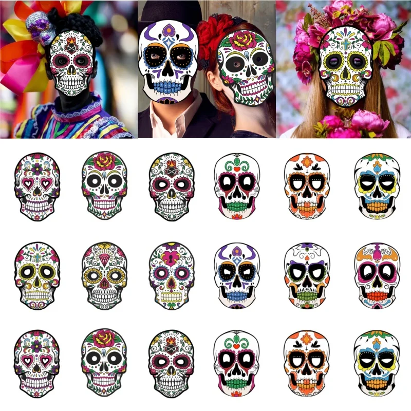 

Мексиканский день мертвых, вечеринка на Хэллоуин, сделай сам, череп, маска для лица, костюм для макияжа, танцевальное празднование, дизайн сахарного черепа, креативное ремесло