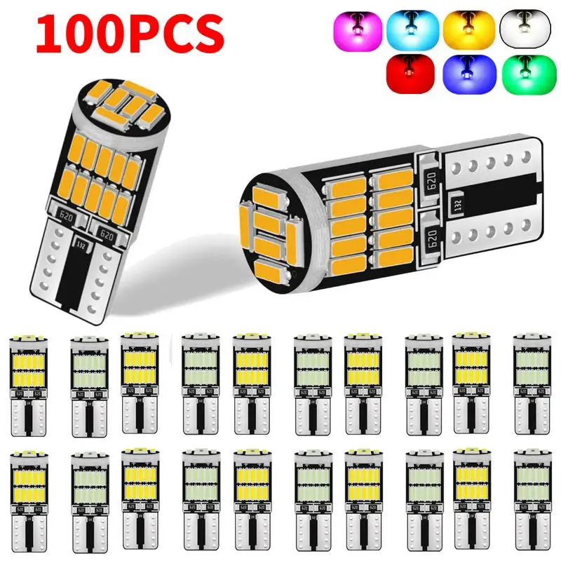 100/10PCS W5W led t10 bulb Canbus 26SMD 12-24V 3W  LED Car Map Dome Lights Parking Light Auto Signal Lamp car accessories