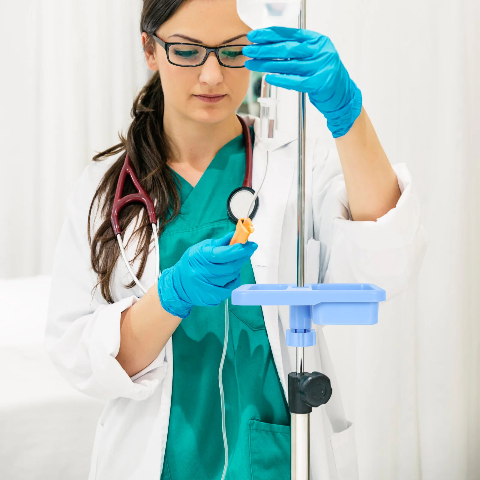 

Infusion Support Dining Tray Drip Stand Plates Iv Trays Pole for Medical Mount Equipment Storage Shelf