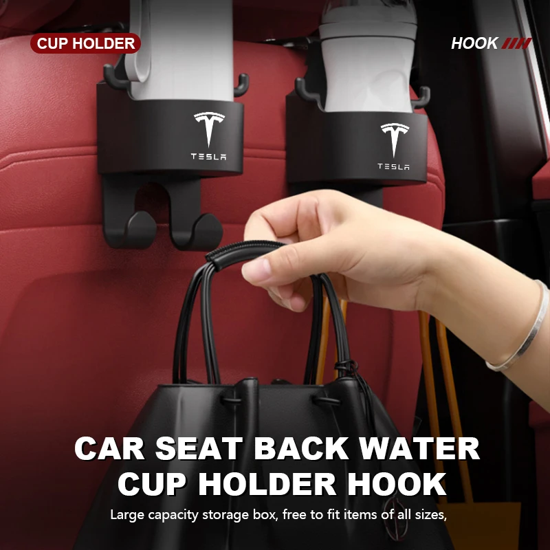 Car Seat Back Water Cup Holder Hook Storage Box Bottle Hanger For Tesla Model 3 S Y X