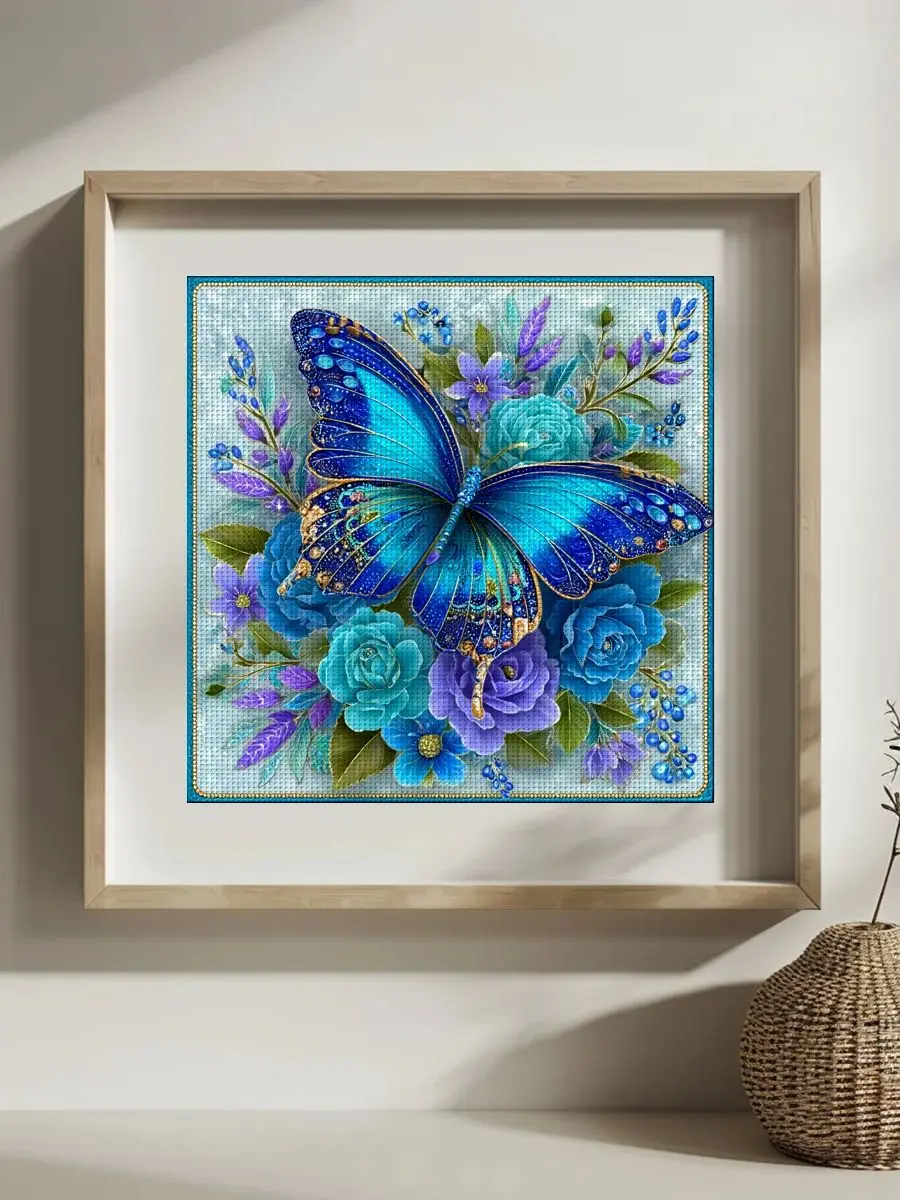 1 Stück 30x30 cm/11,8 Zoll Schmetterling Gestempeltes Kreuzstich-Set DIY-Kit 11CT/14CT DIY-Stickset DIY-Kreuzstich-Set – Detail 1