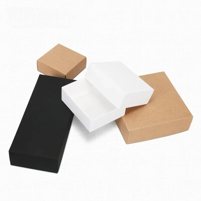 10pcs Kraft White Gift Packaging Box Kraft Blank Carton Paper Gift Paper Box With Lid Gift Carton Cardboard Box