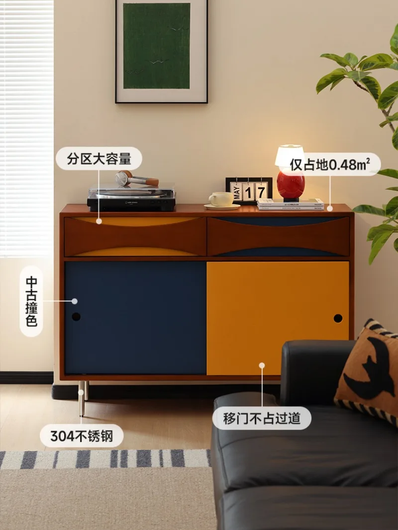dining side cabinet, integrated storage cabinet against the wall, locker, living room color contrast characteristic cabinet