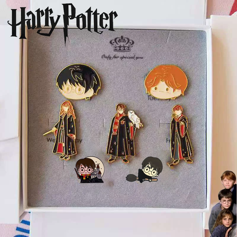 

Harries Magic Academy Potters Hogwarts Enamel Needle Anime Figure Card Sleeve Accessories Brooch Cartoon Metal Gift for A Friend